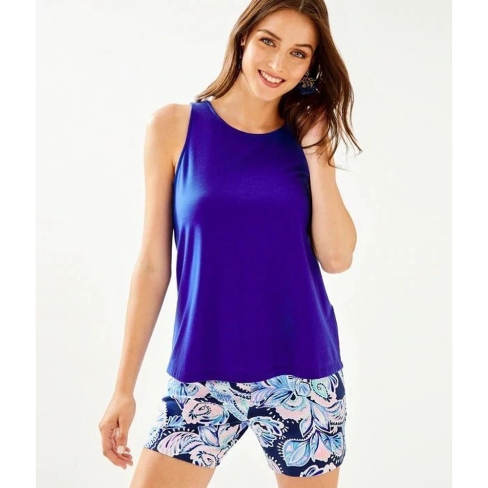 Lilly Pulitzer KRISTEN TOP Lapis Navy Blue XS Tank Cris Cross Summer Travel Sun - Picture 3 of 12